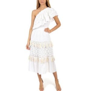 Misa Los Angeles Clea White Eyelet Off Shoulder Dress